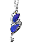 Sterling Silver Black Opal and colour gem pendant - Masterpiece Jewellery Opal & Gems Sydney Australia | Online Shop