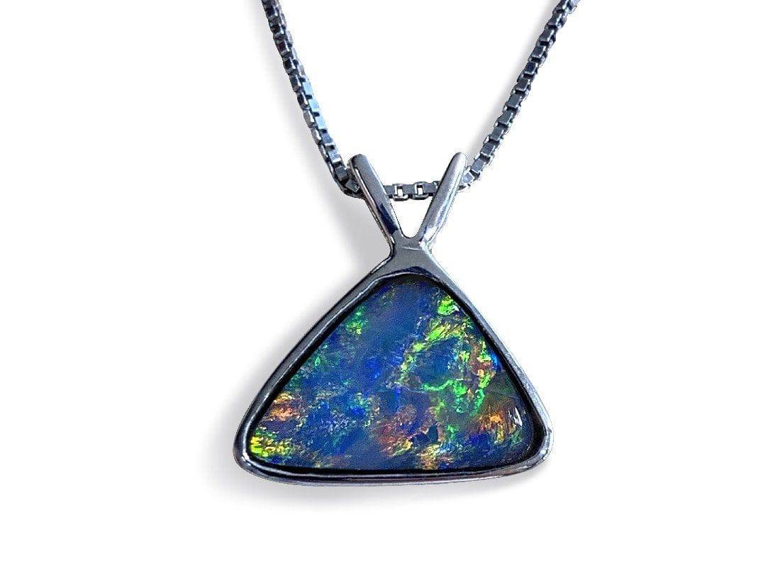 Sterling Silver Black Opal doublet pendant - Masterpiece Jewellery Opal & Gems Sydney Australia | Online Shop