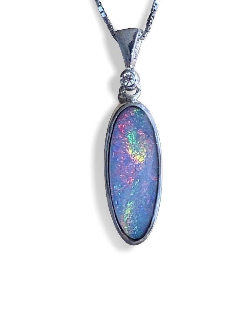 Sterling Silver Black Opal doublet pendant - Masterpiece Jewellery Opal & Gems Sydney Australia | Online Shop