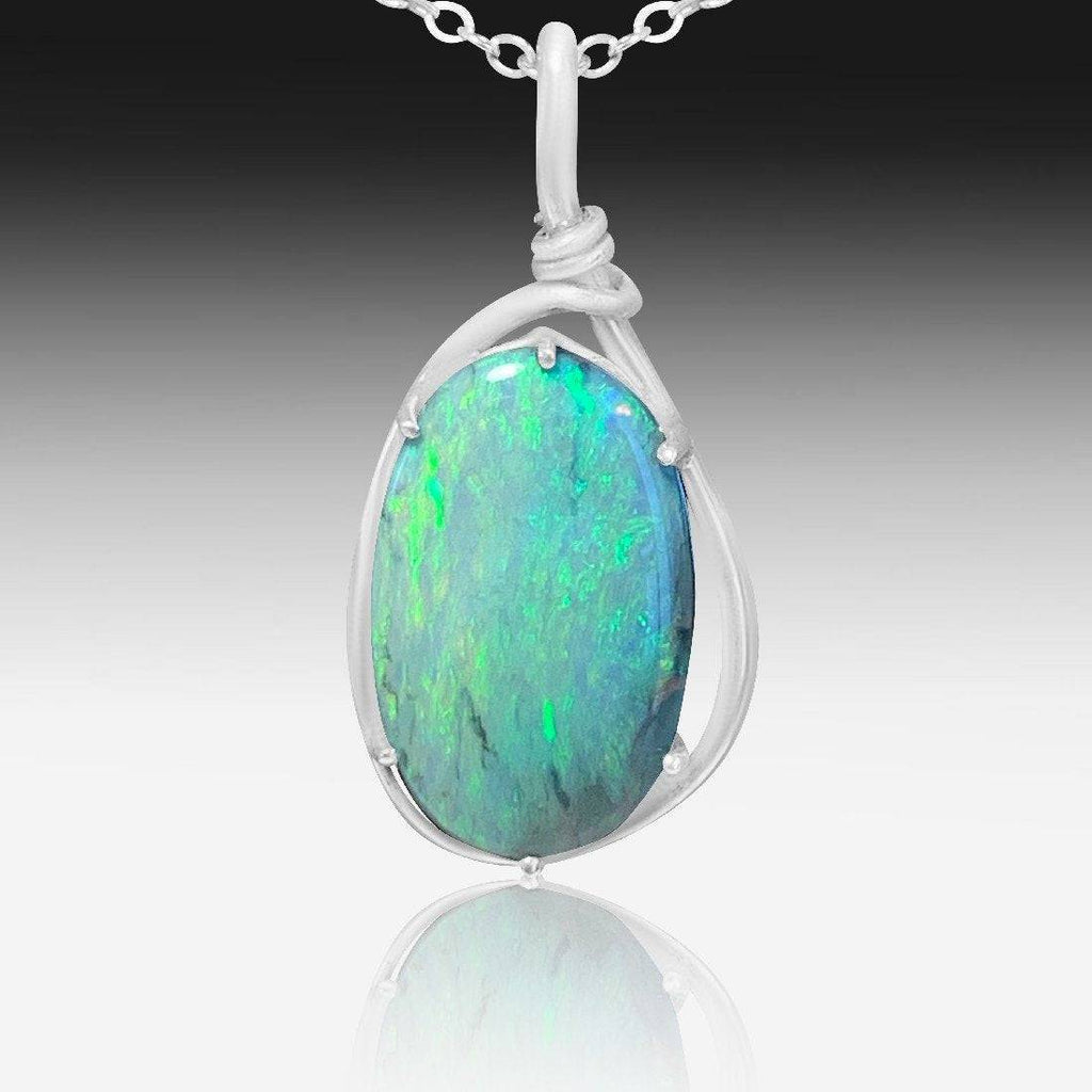 Sterling Silver Black Opal pendant - Masterpiece Jewellery Opal & Gems Sydney Australia | Online Shop
