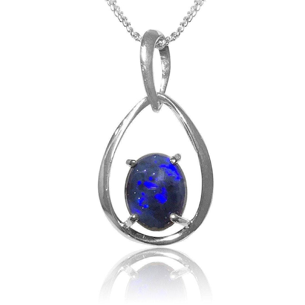 Sterling Silver Black Opal pendant - Masterpiece Jewellery Opal & Gems Sydney Australia | Online Shop