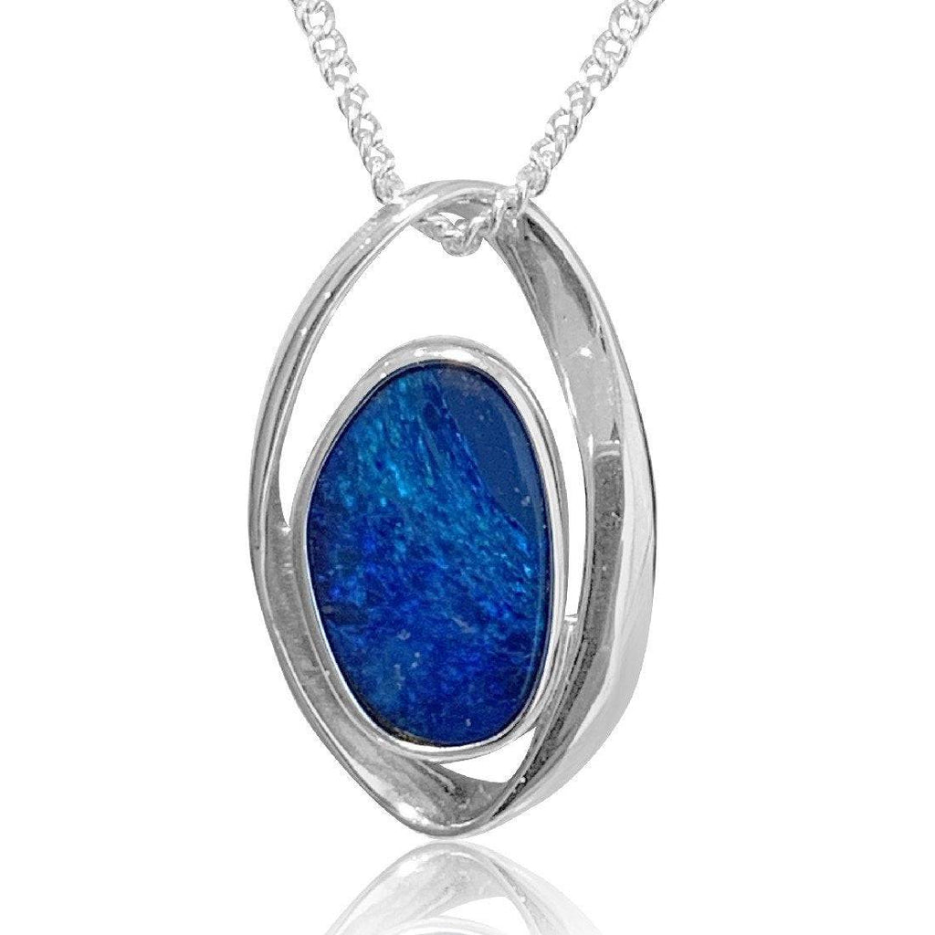 Sterling Silver Blue Opal pendant - Masterpiece Jewellery Opal & Gems Sydney Australia | Online Shop