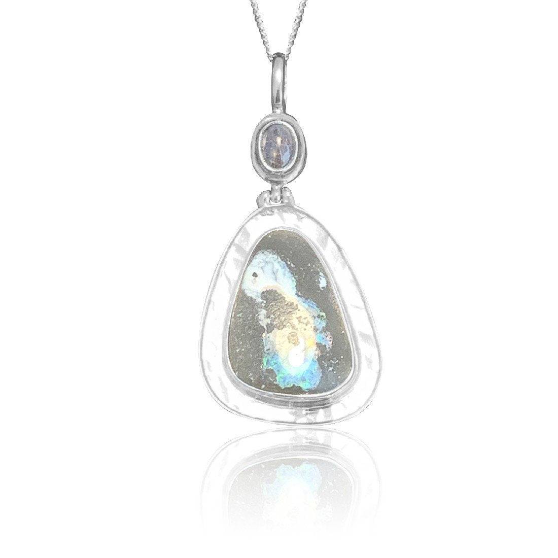 Sterling Silver Boulder Opal and Amethyst pendant - Masterpiece Jewellery Opal & Gems Sydney Australia | Online Shop