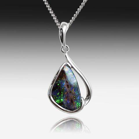 STERLING SILVER BOULDER OPAL PENDANT - Masterpiece Jewellery Opal & Gems Sydney Australia | Online Shop