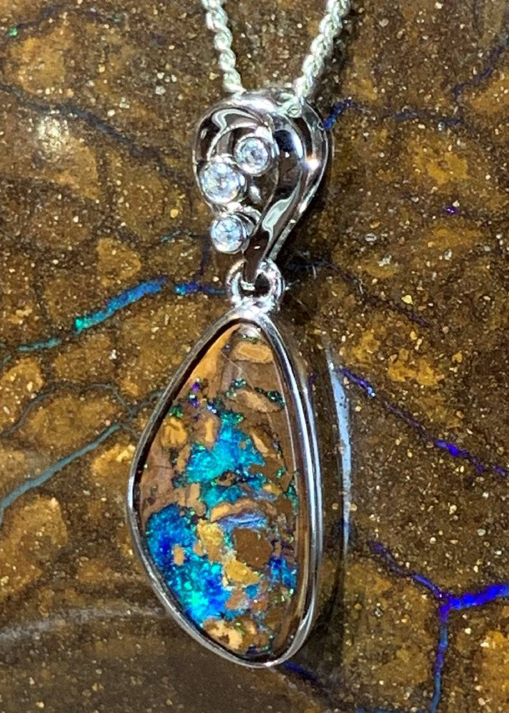 Sterling Silver Boulder Opal Pendant - Masterpiece Jewellery Opal & Gems Sydney Australia | Online Shop