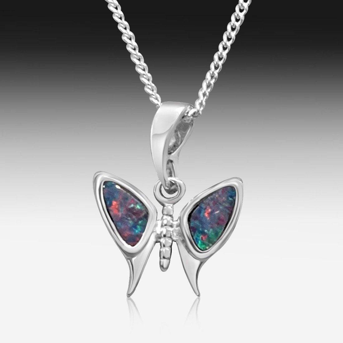 Sterling Silver butterfly Opal pendant - Masterpiece Jewellery Opal & Gems Sydney Australia | Online Shop