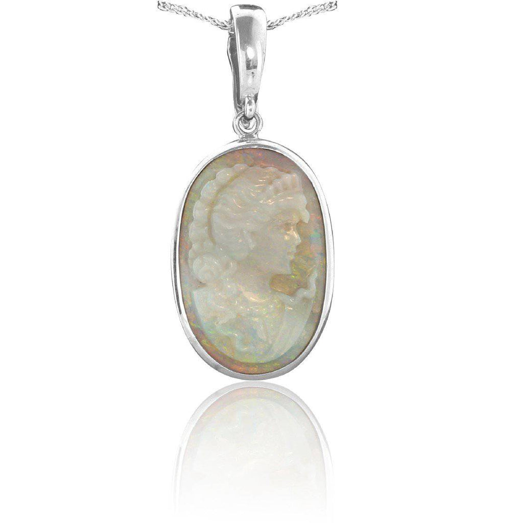 Sterling Silver Cameo craved Opal pendant - Masterpiece Jewellery Opal & Gems Sydney Australia | Online Shop