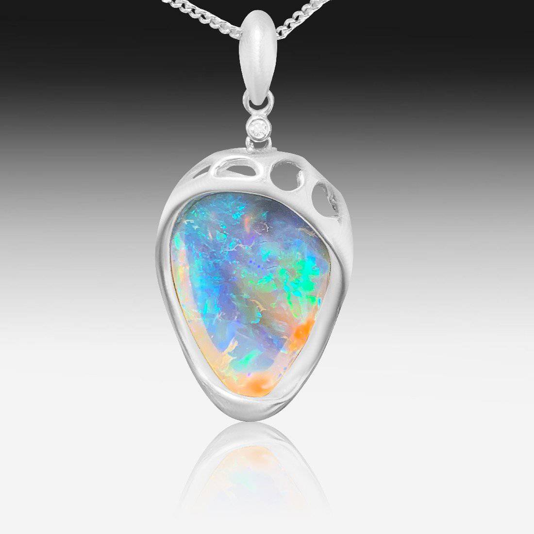 Sterling Silver Crystal Opal pendant - Masterpiece Jewellery Opal & Gems Sydney Australia | Online Shop