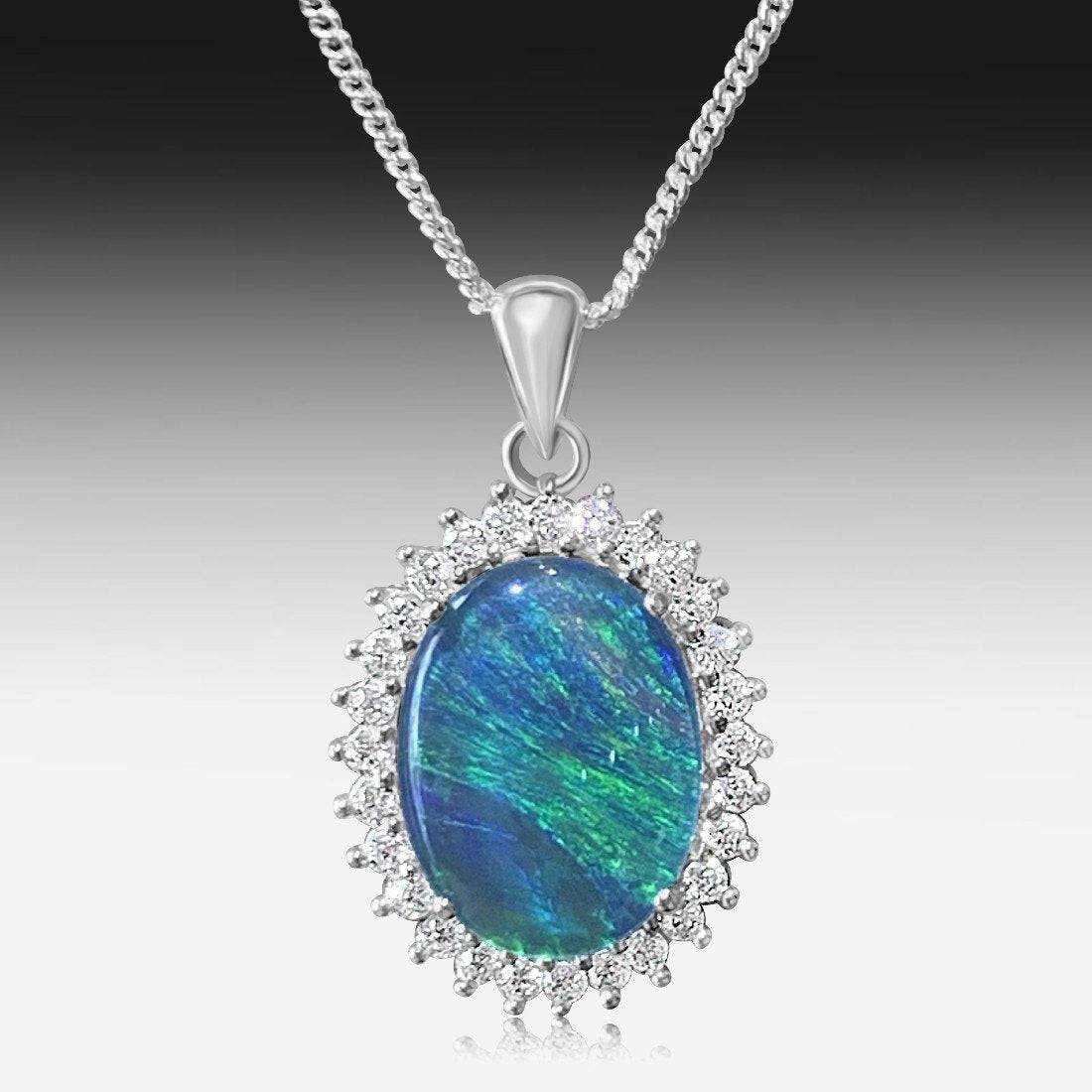 Sterling Silver Gold plated cluster Opal pendant - Masterpiece Jewellery Opal & Gems Sydney Australia | Online Shop