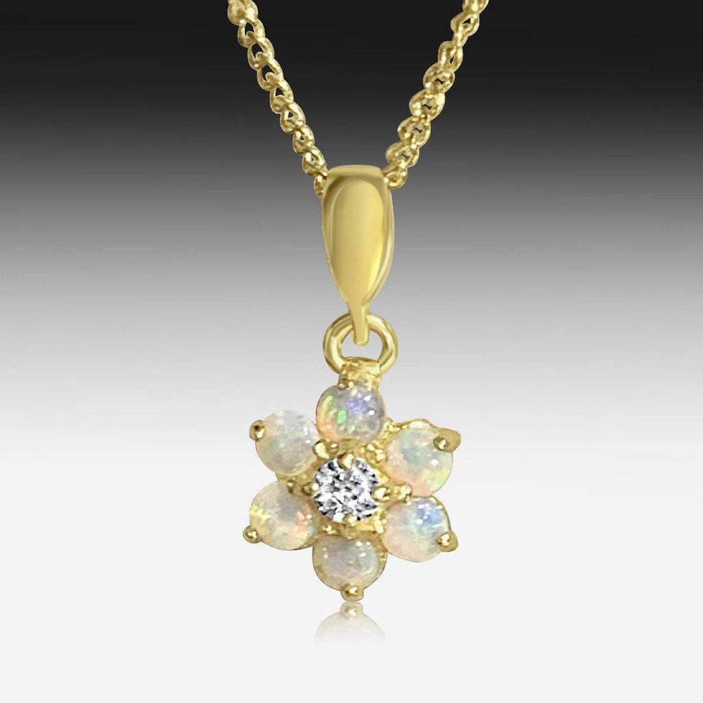 STERLING SILVER GOLD PLATED FLOWER DESIGN OPAL PENDANT - Masterpiece Jewellery Opal & Gems Sydney Australia | Online Shop