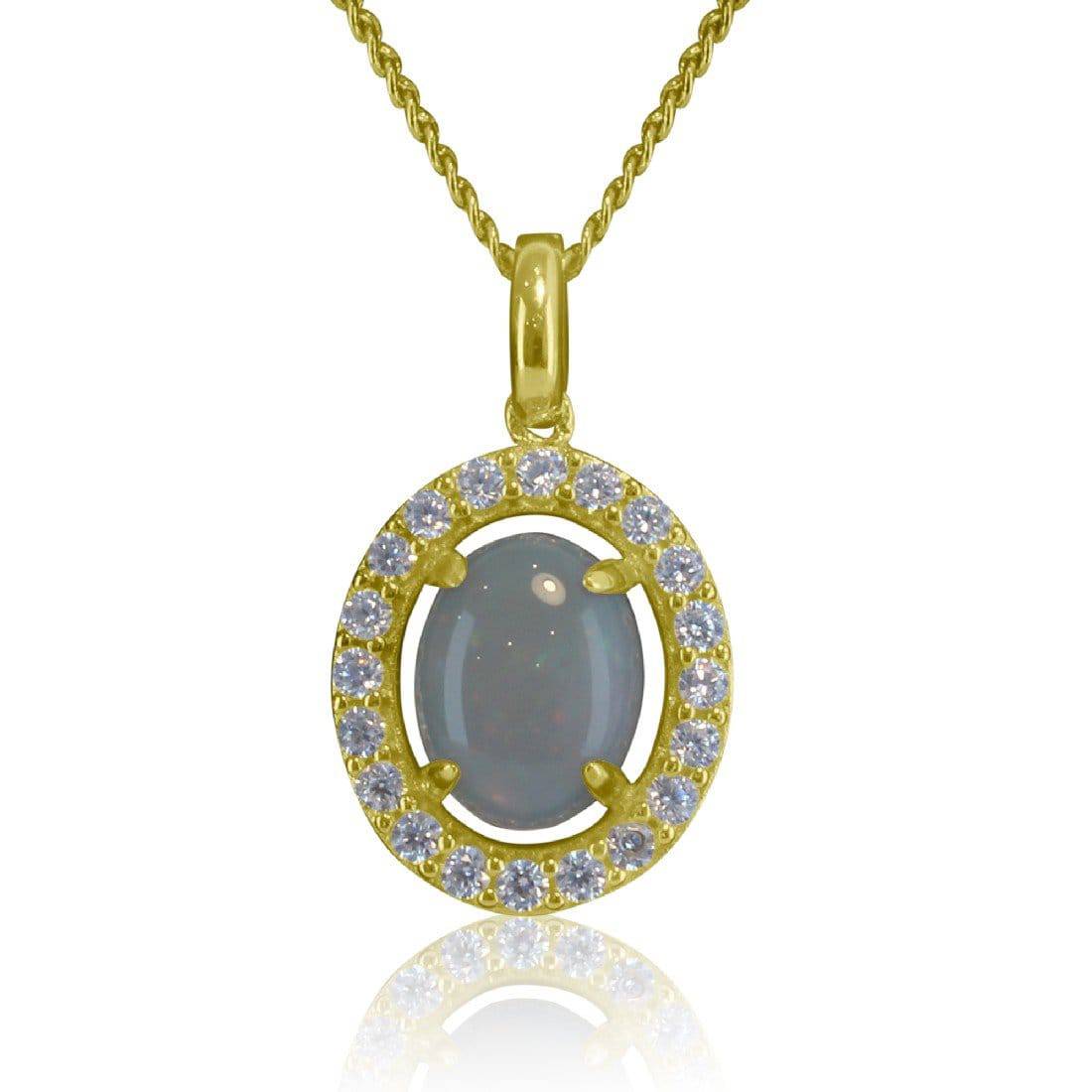 Sterling Silver Gold Plated Opal pendant - Masterpiece Jewellery Opal & Gems Sydney Australia | Online Shop