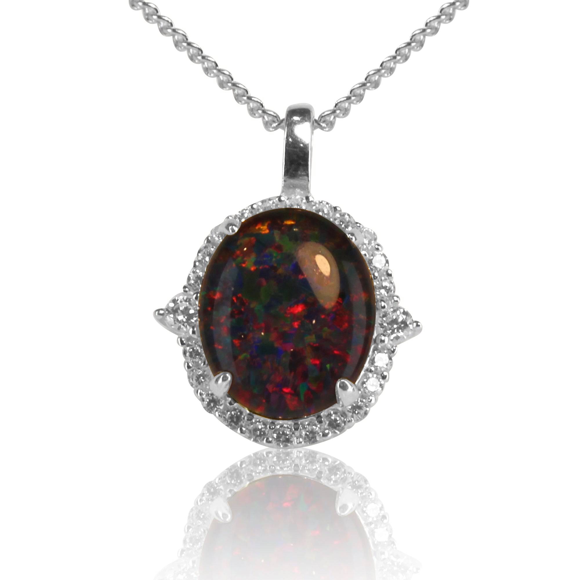 Sterling Silver Gold plated Opal triplet and cubic zirconia pendant - Masterpiece Jewellery Opal & Gems Sydney Australia | Online Shop