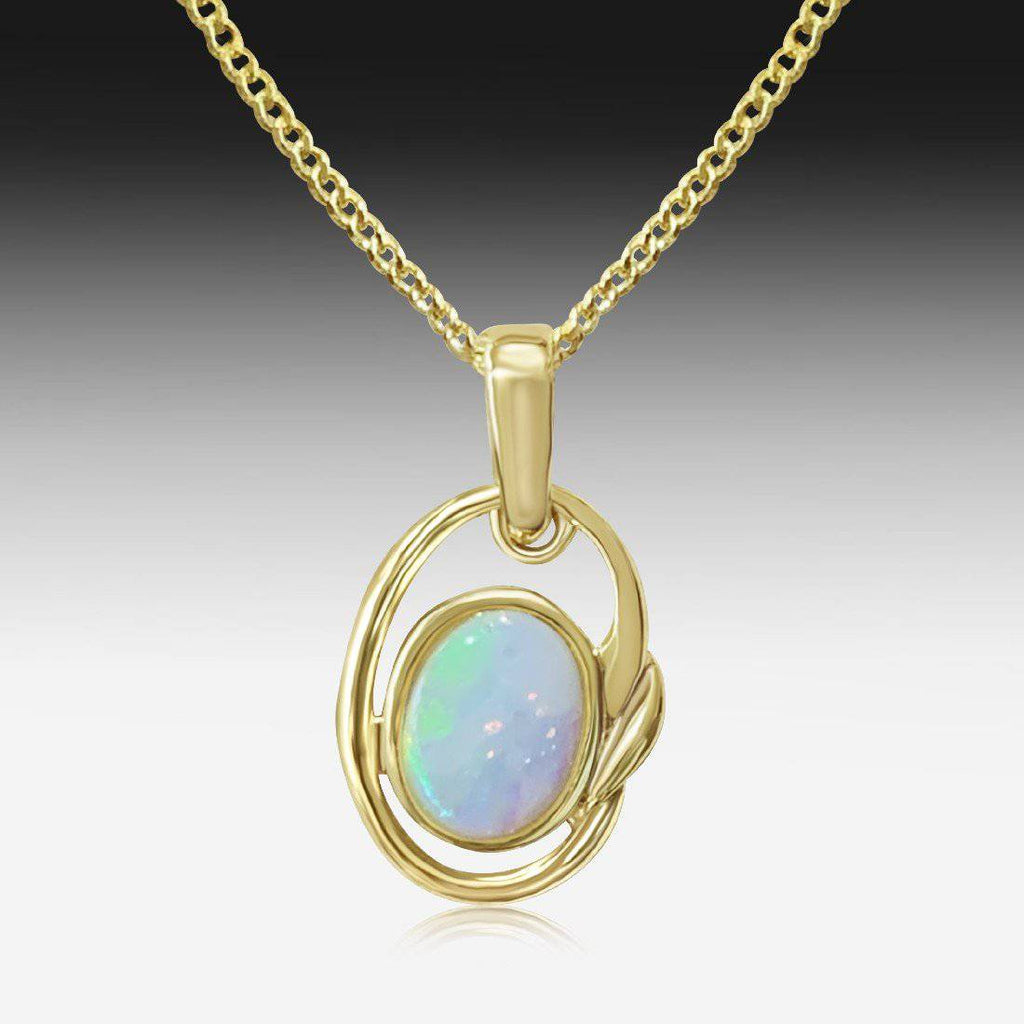 Sterling Silver Gold plated White Opal pendant - Masterpiece Jewellery Opal & Gems Sydney Australia | Online Shop