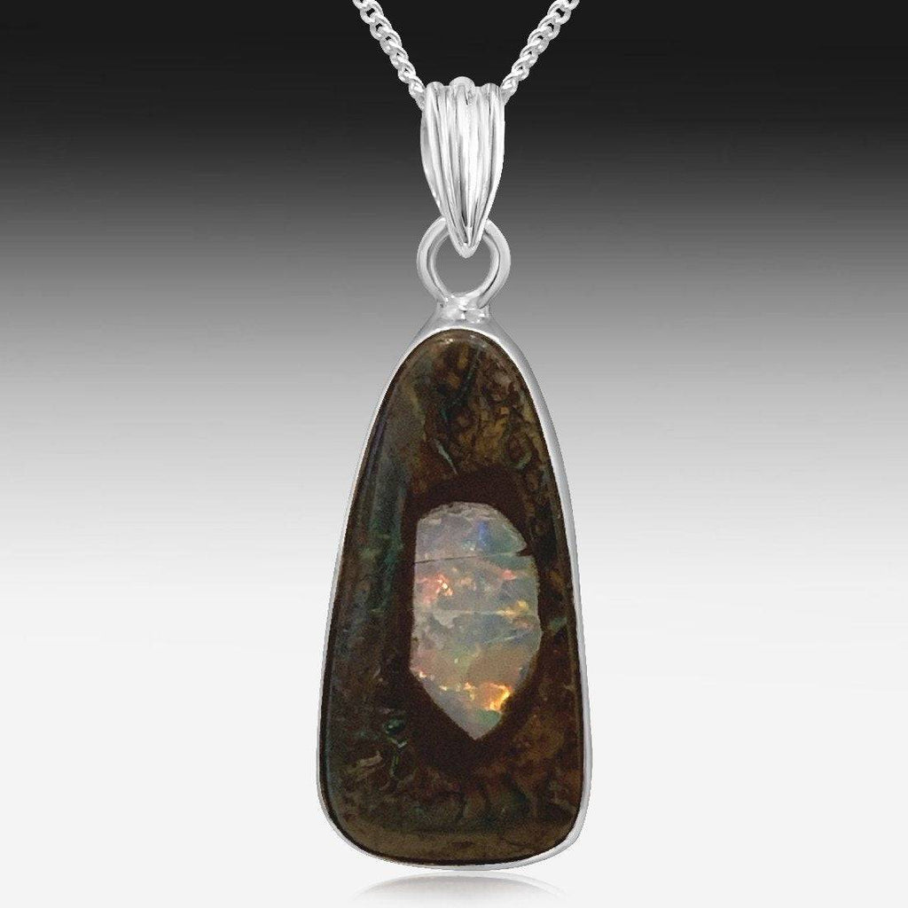 Sterling Silver Large Boulder Opal pendant - Masterpiece Jewellery Opal & Gems Sydney Australia | Online Shop