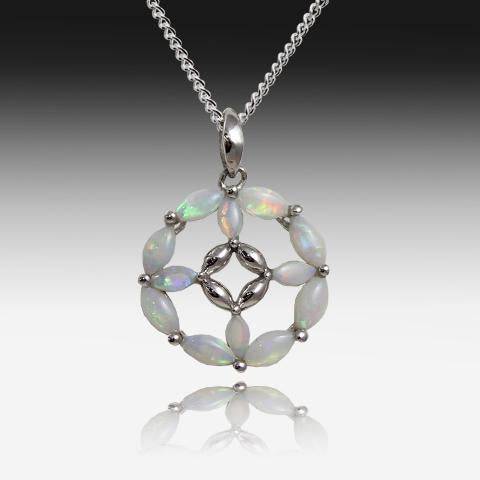 Sterling Silver Opal circle pendant - Masterpiece Jewellery Opal & Gems Sydney Australia | Online Shop
