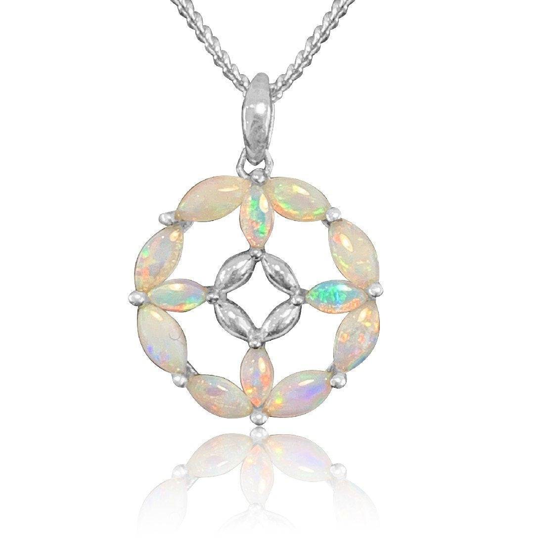 Sterling Silver Opal circle pendant - Masterpiece Jewellery Opal & Gems Sydney Australia | Online Shop