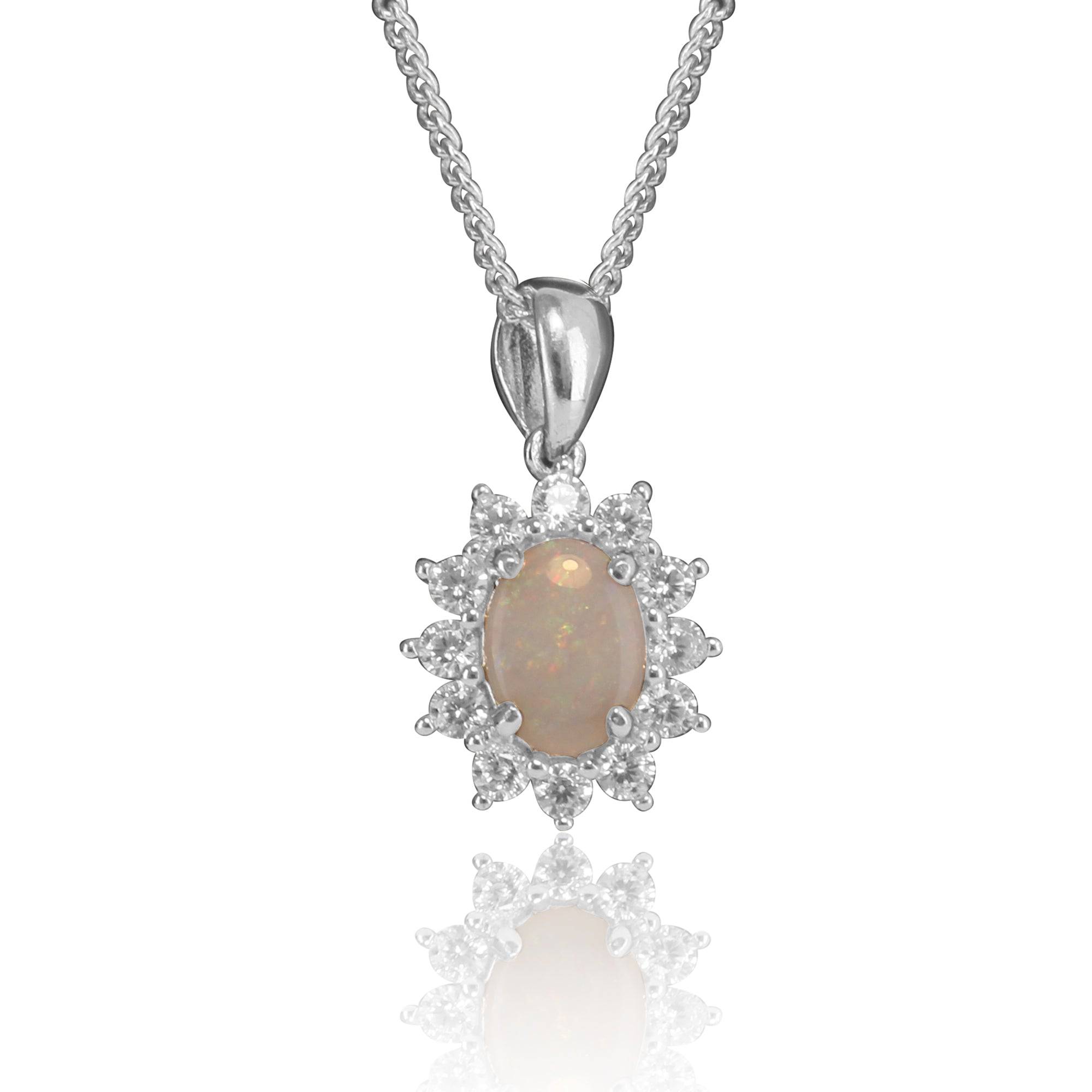 Sterling Silver Opal cluster pendant - Masterpiece Jewellery Opal & Gems Sydney Australia | Online Shop