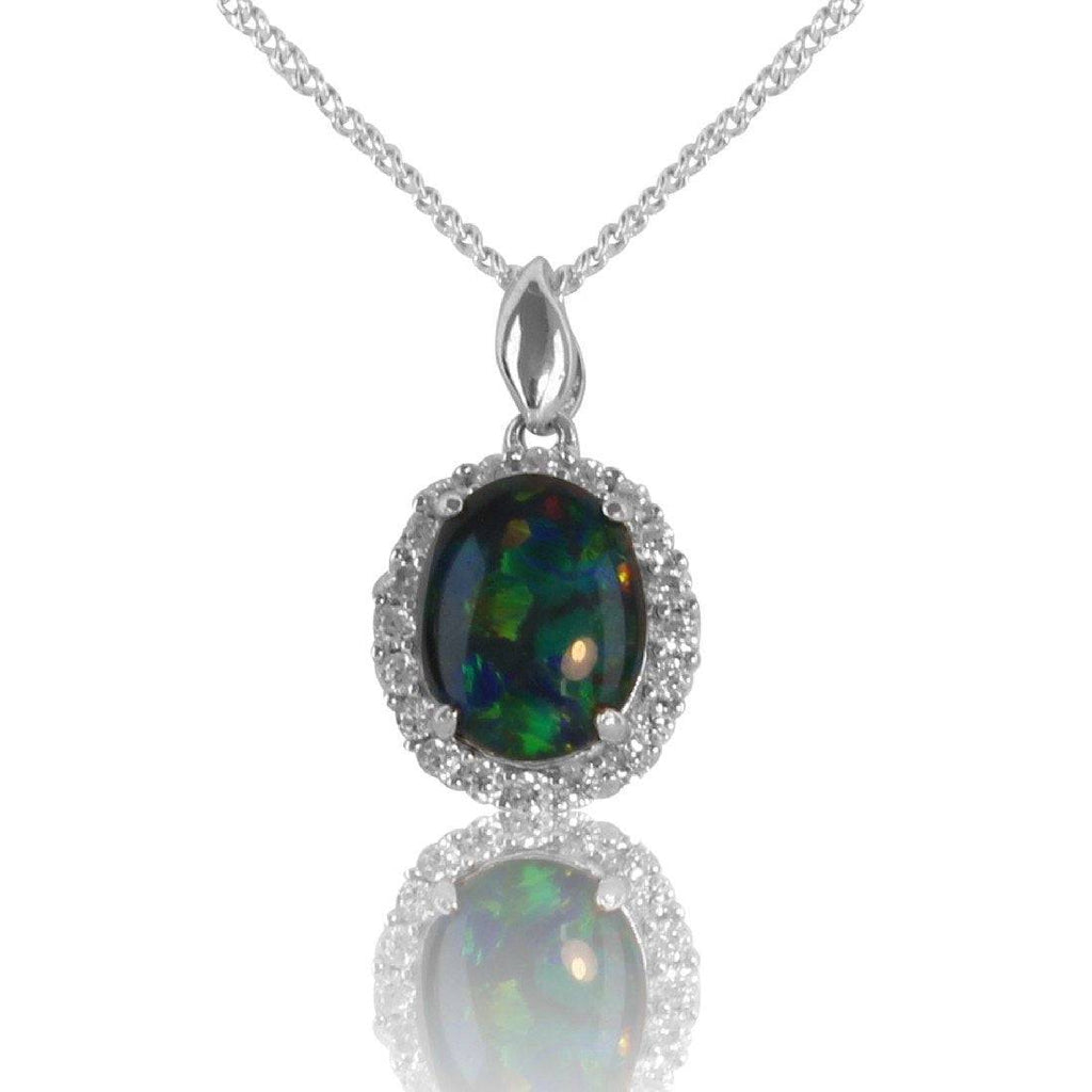 Sterling Silver Opal cluster pendant - Masterpiece Jewellery Opal & Gems Sydney Australia | Online Shop