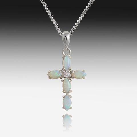 Sterling SIlver Opal cross - Masterpiece Jewellery Opal & Gems Sydney Australia | Online Shop
