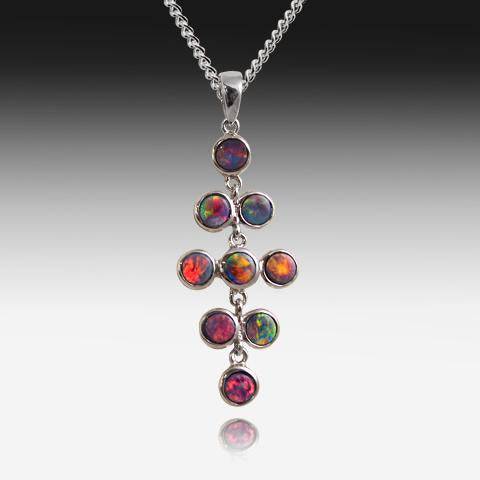 Sterling Silver Opal doublet floral motif pendant - Masterpiece Jewellery Opal & Gems Sydney Australia | Online Shop