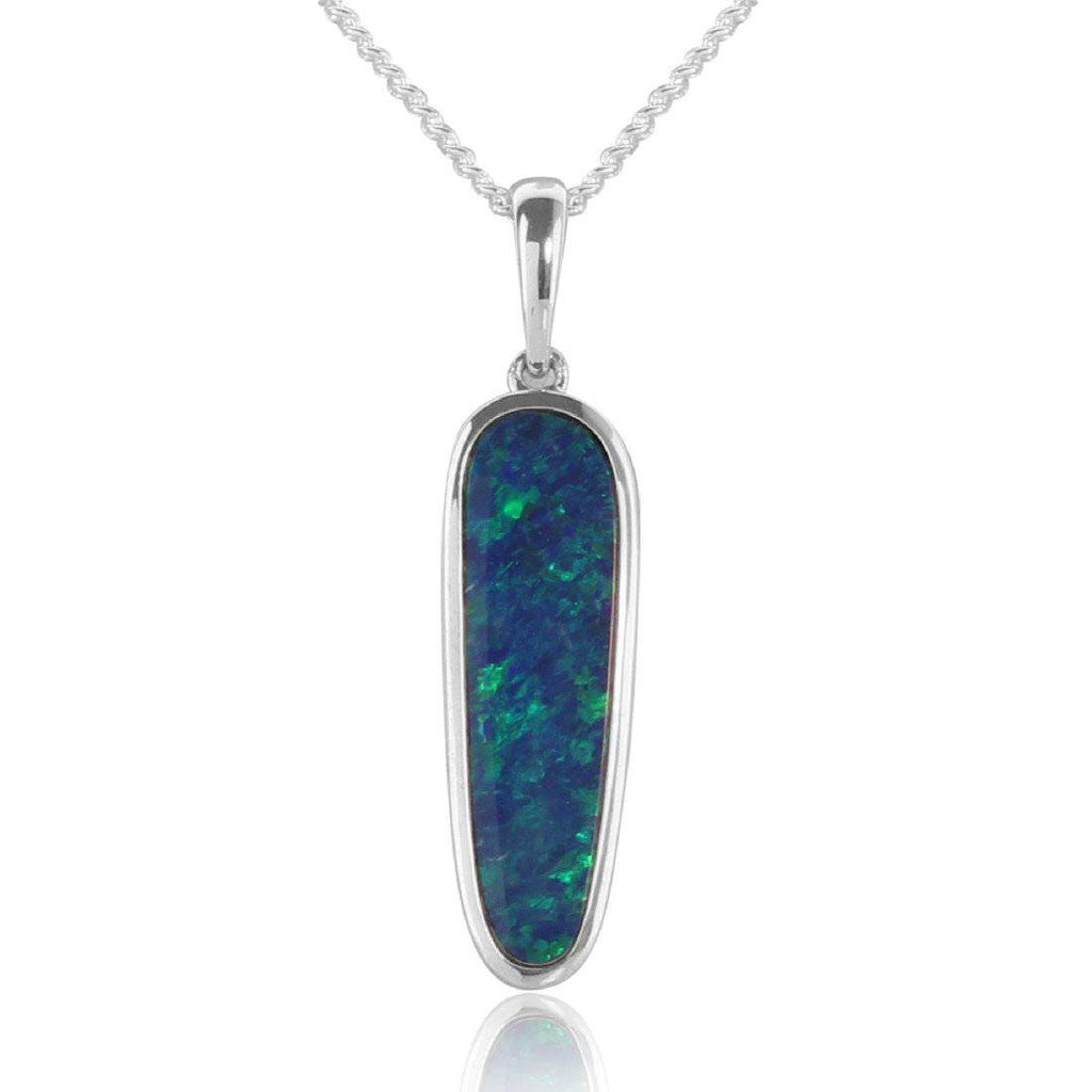 Sterling Silver Opal long pendant - Masterpiece Jewellery Opal & Gems Sydney Australia | Online Shop