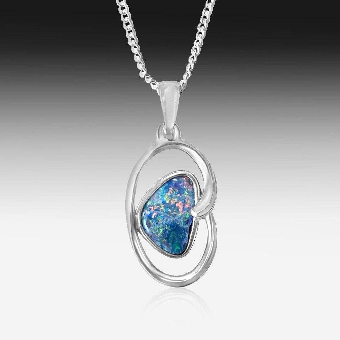 Sterling Silver Opal pendant - Masterpiece Jewellery Opal & Gems Sydney Australia | Online Shop