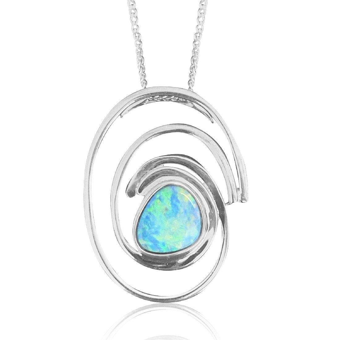 Sterling Silver Opal pendant Circle shape - Masterpiece Jewellery Opal & Gems Sydney Australia | Online Shop