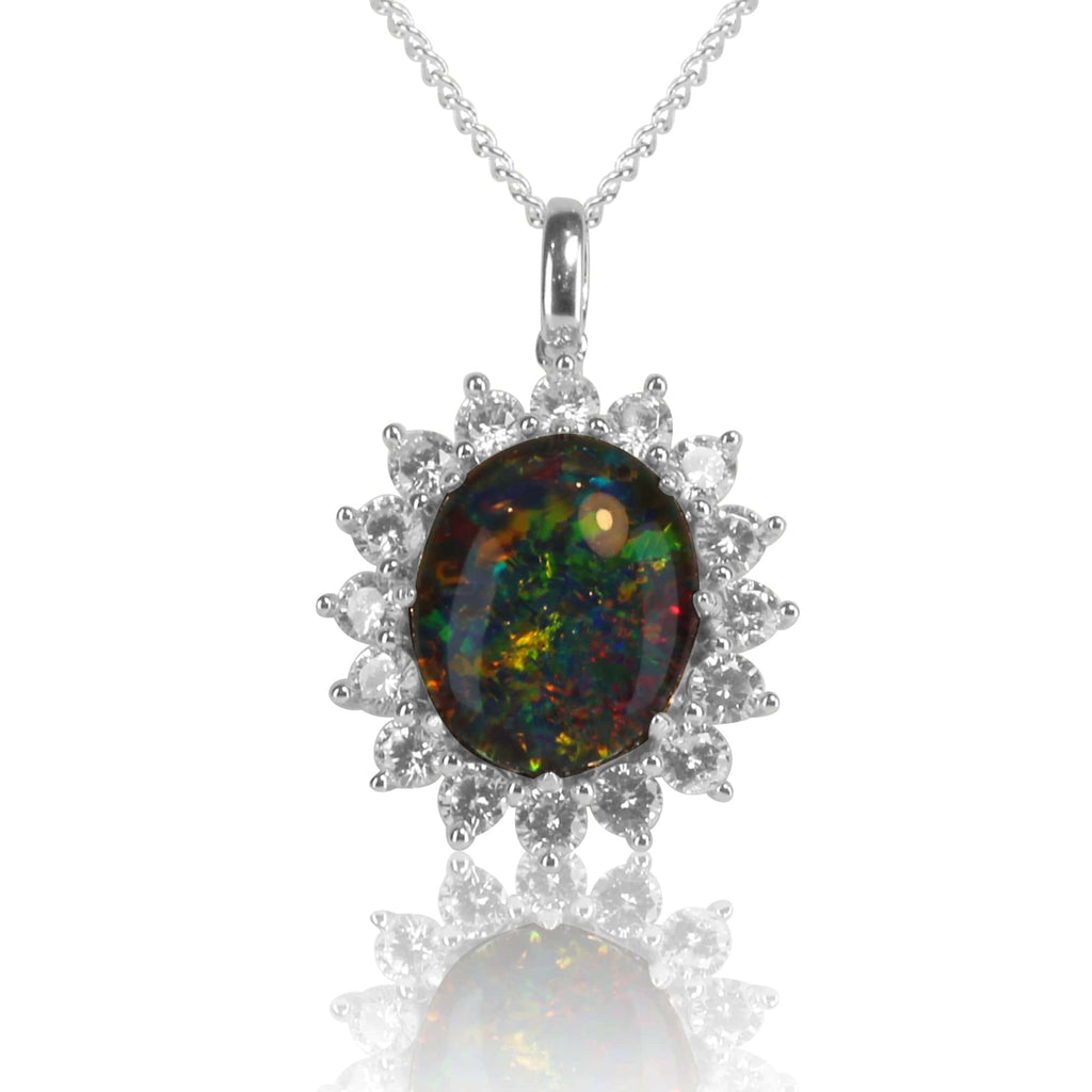 Sterling Silver Opal triplet and cubic zirconia pendant - Masterpiece Jewellery Opal & Gems Sydney Australia | Online Shop
