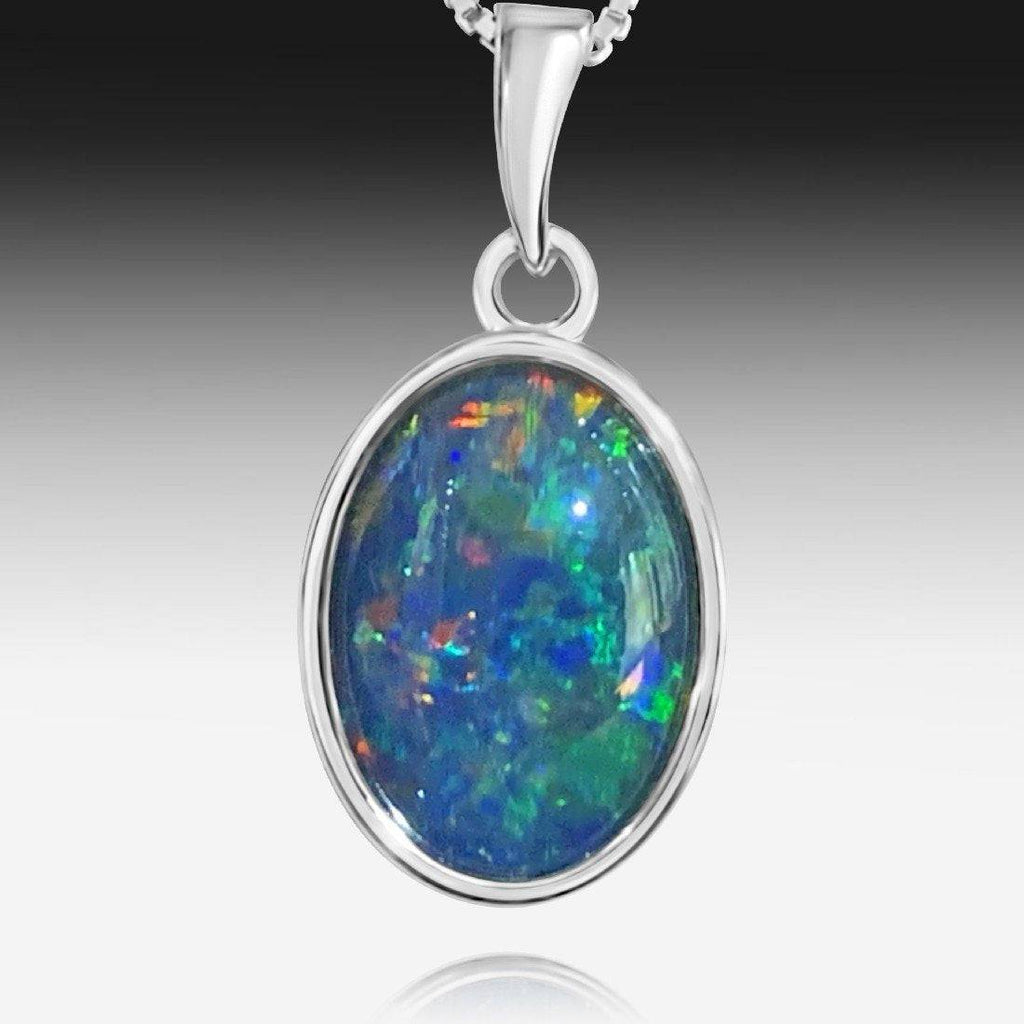 Sterling Silver Opal triplet Classic pendant - Masterpiece Jewellery Opal & Gems Sydney Australia | Online Shop