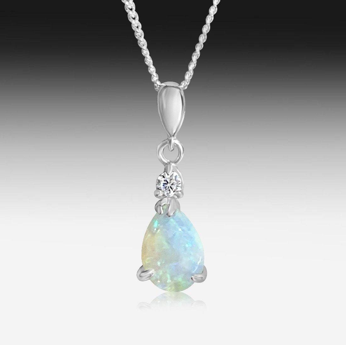 Sterling Silver Pear shape Opal pendant - Masterpiece Jewellery Opal & Gems Sydney Australia | Online Shop