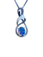 Sterling Silver pendant with Australian Triplet Opal and cubic zirconia - Masterpiece Jewellery Opal & Gems Sydney Australia | Online Shop