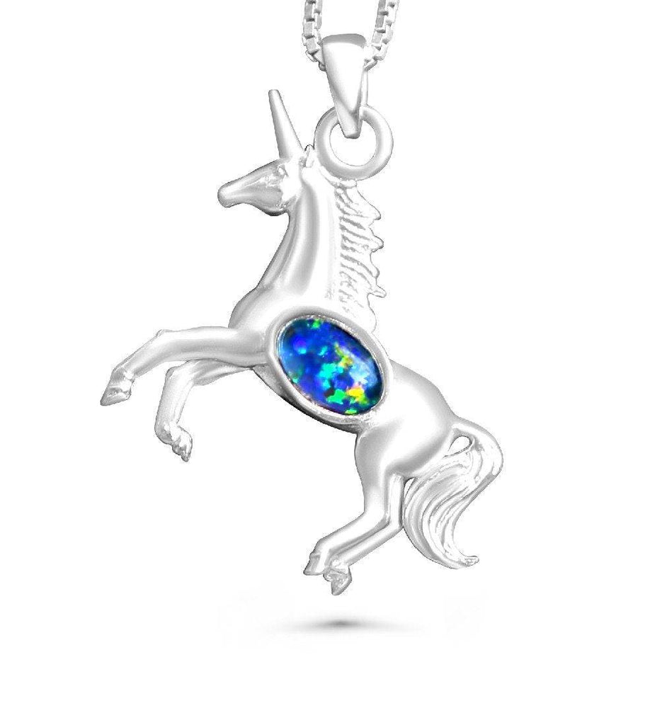 Sterling Silver Unicorn design Opal pendant - Masterpiece Jewellery Opal & Gems Sydney Australia | Online Shop