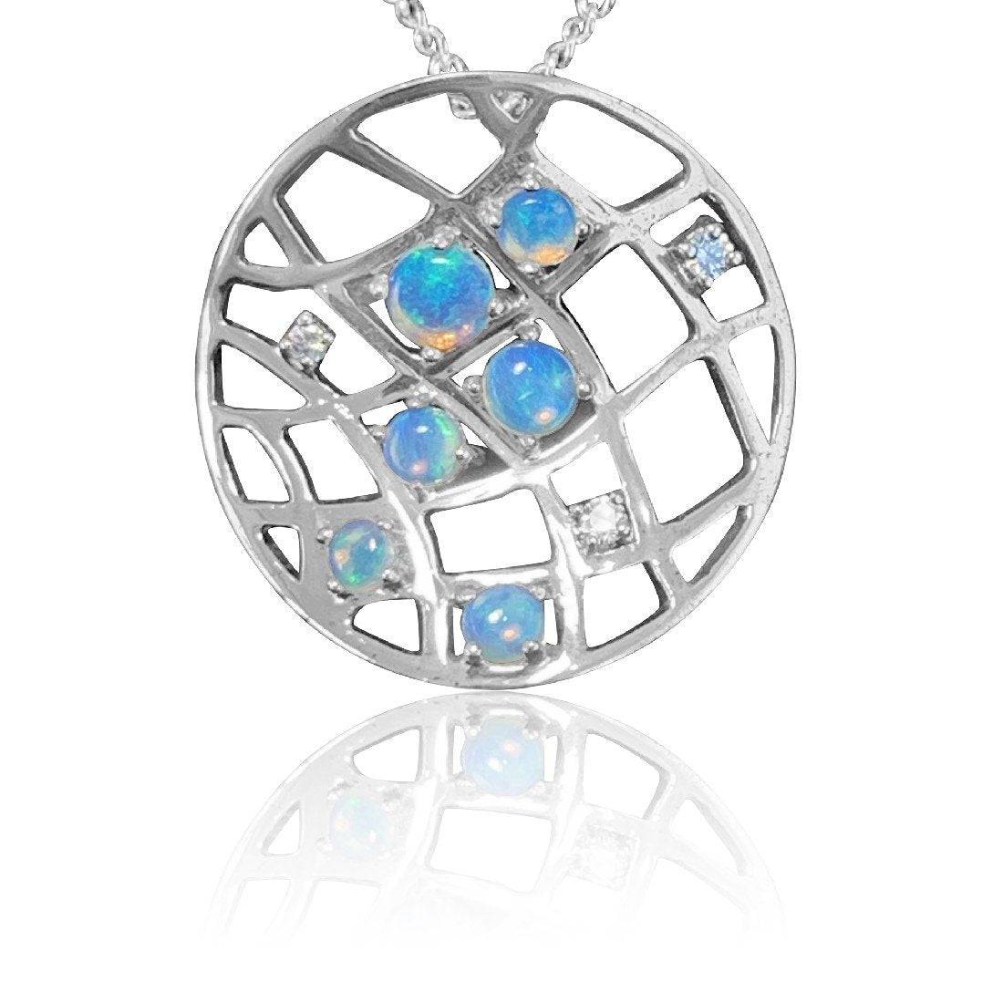 Sterling Silver White Opal circle pendant - Masterpiece Jewellery Opal & Gems Sydney Australia | Online Shop