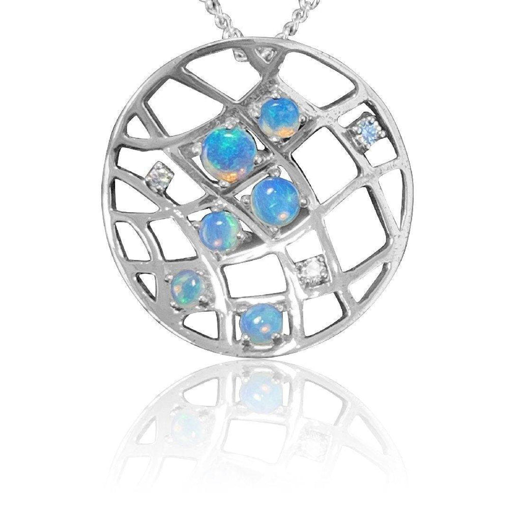 Sterling Silver White Opal circle pendant - Masterpiece Jewellery Opal & Gems Sydney Australia | Online Shop