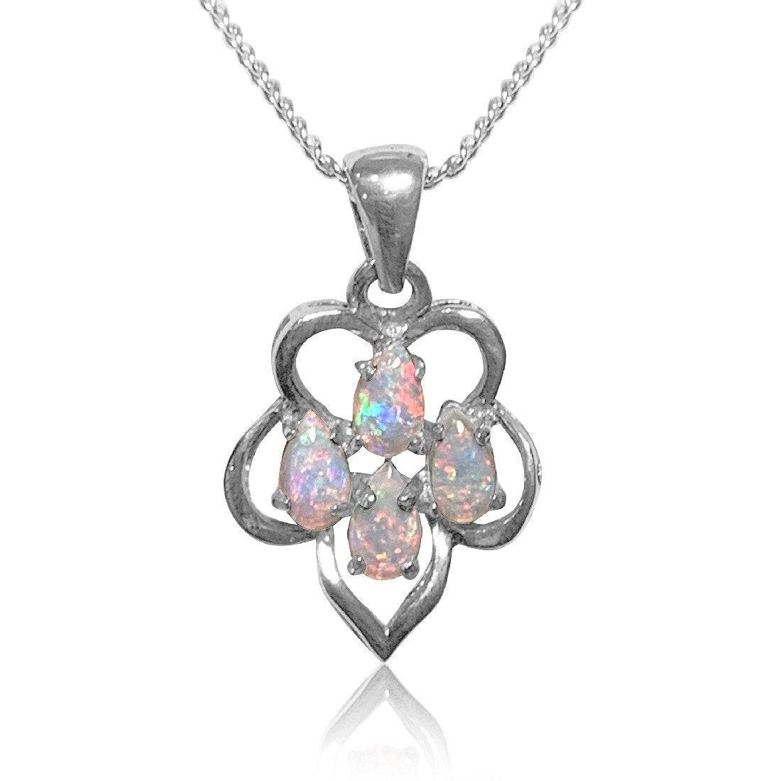 Sterling Silver White Opal flower pendant - Masterpiece Jewellery Opal & Gems Sydney Australia | Online Shop