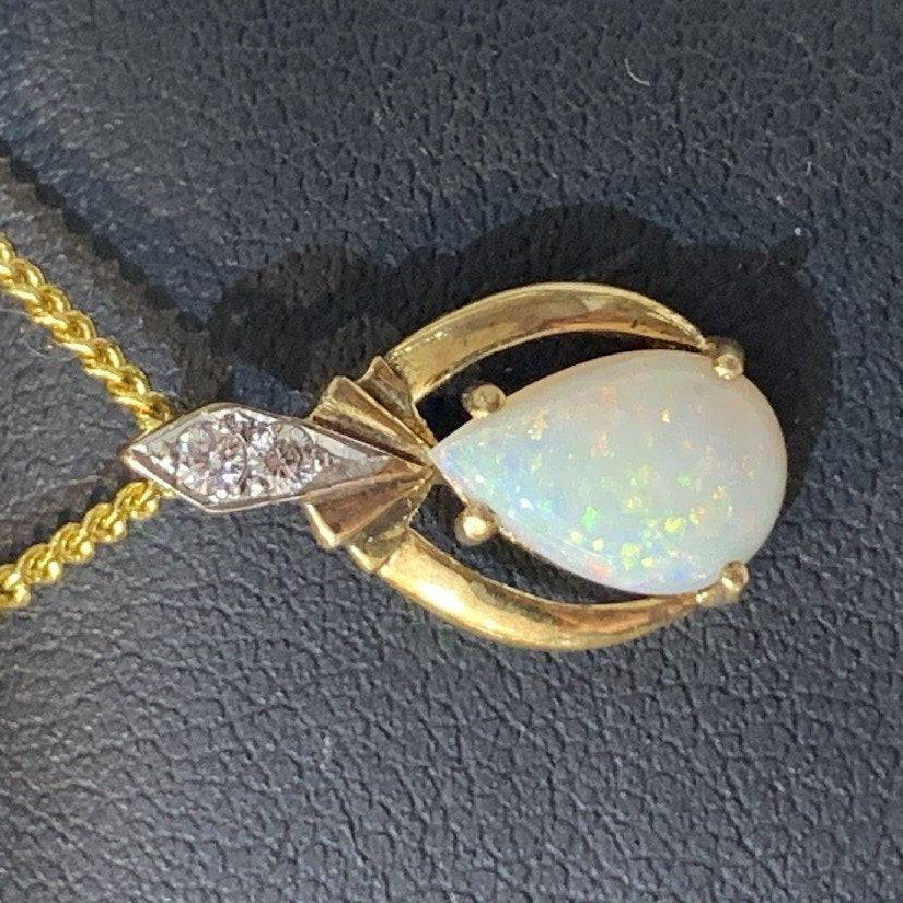 Sterling Silver White Opal pear shape pendant - Masterpiece Jewellery Opal & Gems Sydney Australia | Online Shop