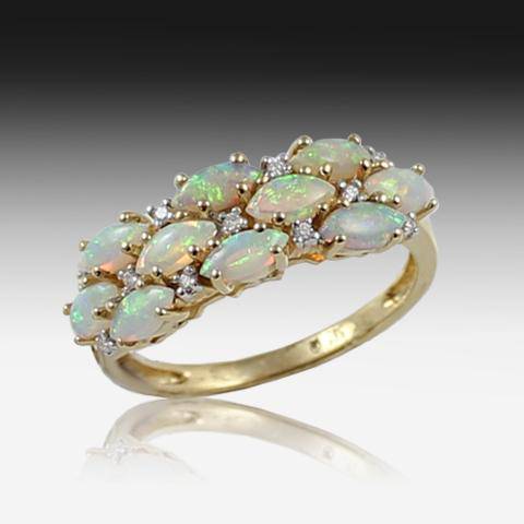 14kt Gold 3 Row Opal ring - Masterpiece Jewellery Opal & Gems Sydney Australia | Online Shop