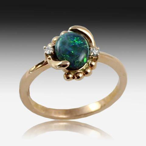 14kt Rose Gold Black Opal ring - Masterpiece Jewellery Opal & Gems Sydney Australia | Online Shop