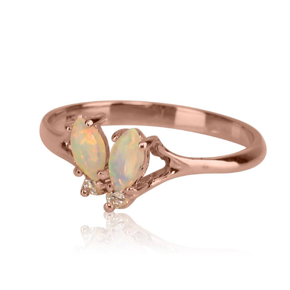14kt Rose Gold Opal and Diamond ring - Masterpiece Jewellery Opal & Gems Sydney Australia | Online Shop