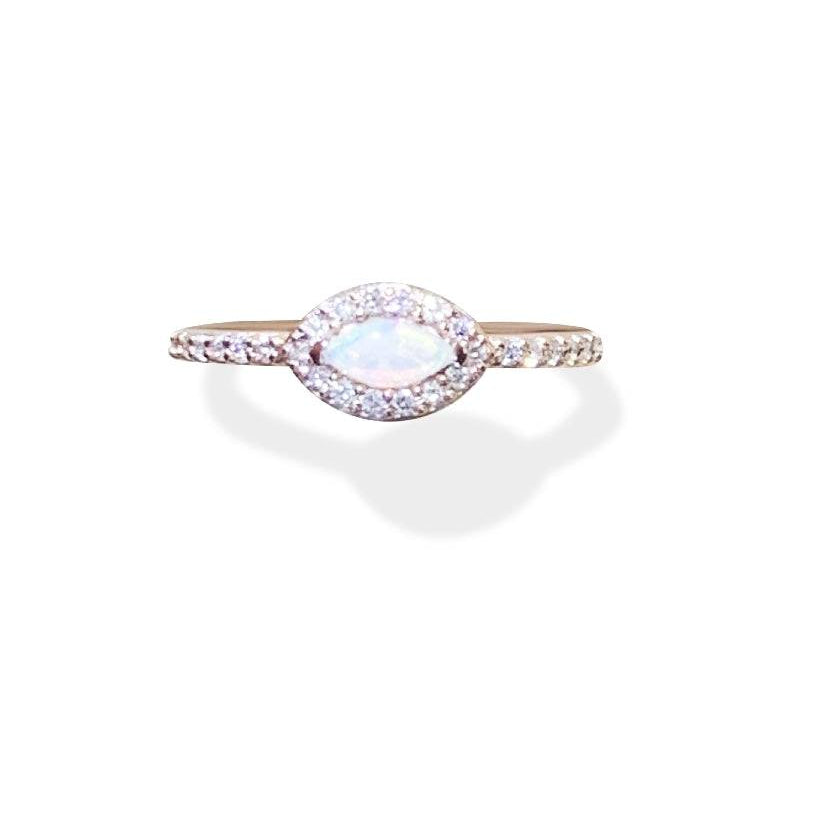 14KT ROSE GOLD OPAL AND DIAMOND RING - Masterpiece Jewellery Opal & Gems Sydney Australia | Online Shop