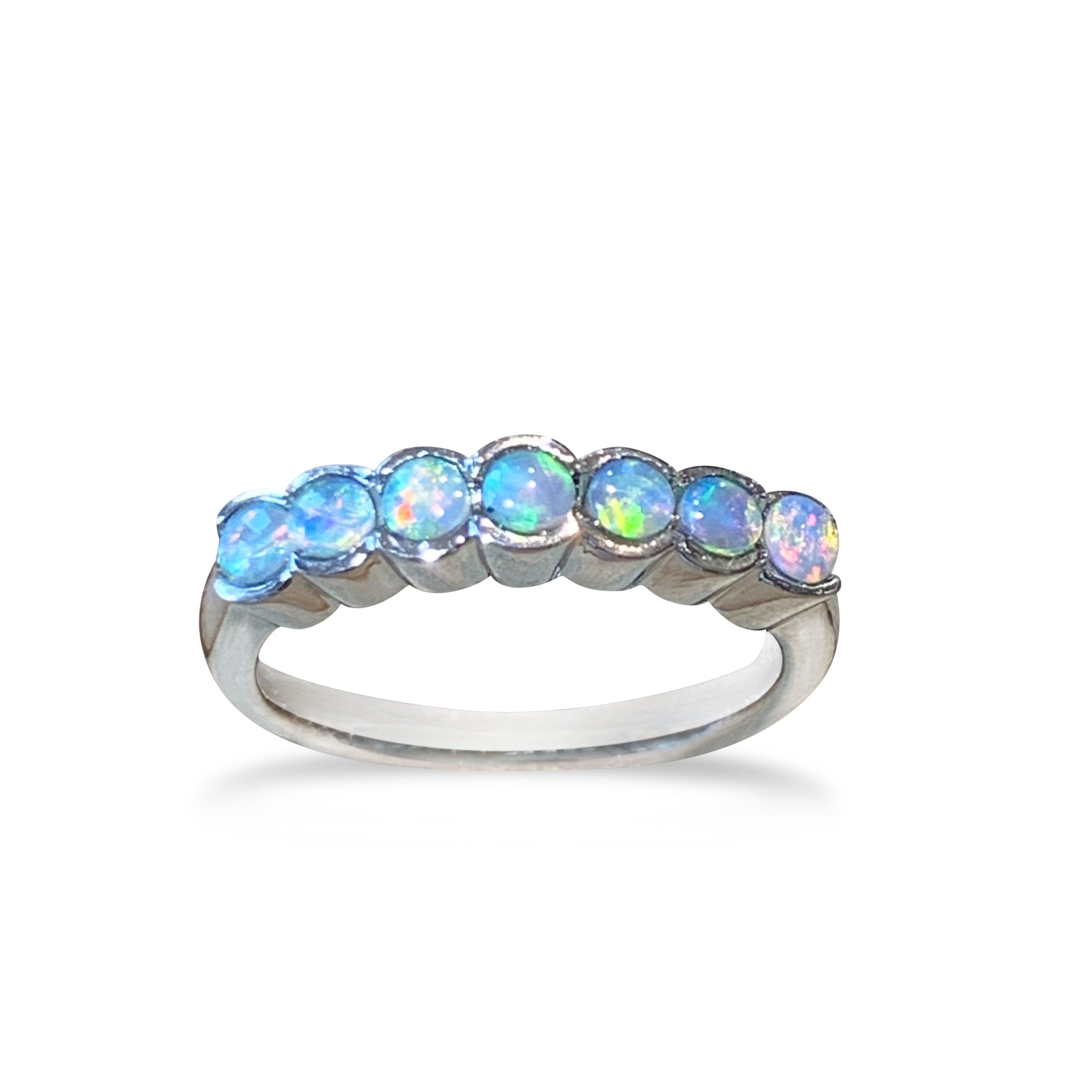 14kt White Gold eternity Opal band - Masterpiece Jewellery Opal & Gems Sydney Australia | Online Shop