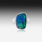 14kt White Gold Opal & Diamond ring - Masterpiece Jewellery Opal & Gems Sydney Australia | Online Shop
