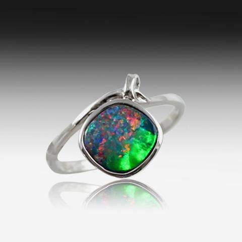 14kt White Gold Opal doublet ring - Masterpiece Jewellery Opal & Gems Sydney Australia | Online Shop