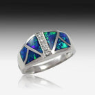 14kt White Gold Opal inlay and Diamond ring - Masterpiece Jewellery Opal & Gems Sydney Australia | Online Shop