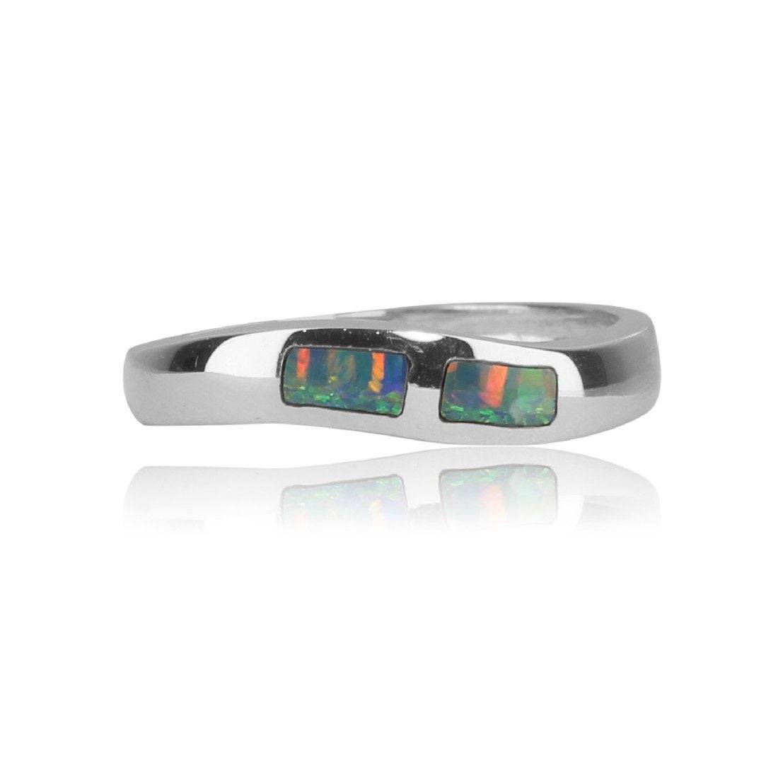 14kt White Gold Opal inlay ring - Masterpiece Jewellery Opal & Gems Sydney Australia | Online Shop