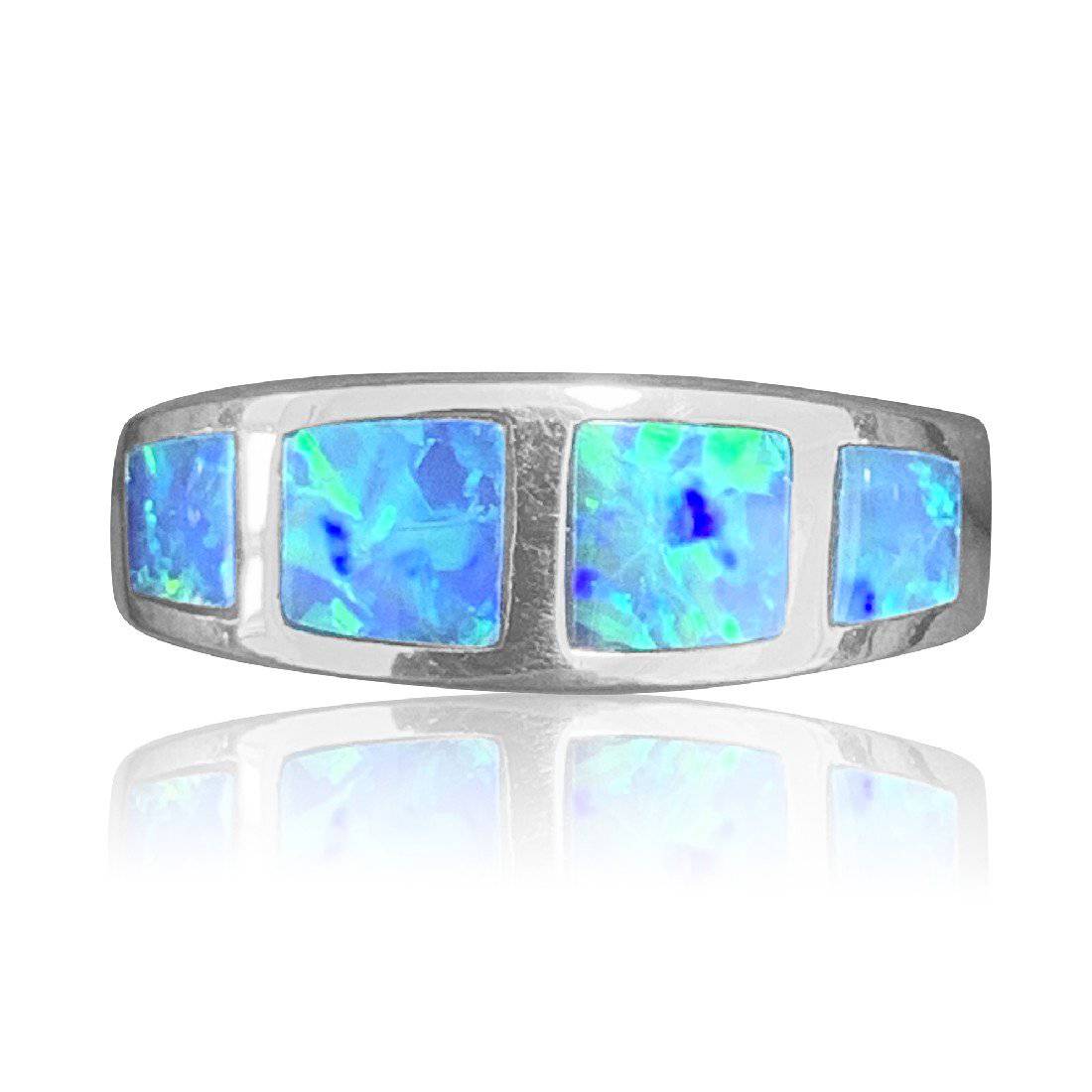 14kt White Gold Opal inlay rings - Masterpiece Jewellery Opal & Gems Sydney Australia | Online Shop