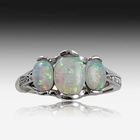 14kt White Gold Opal ring - Masterpiece Jewellery Opal & Gems Sydney Australia | Online Shop