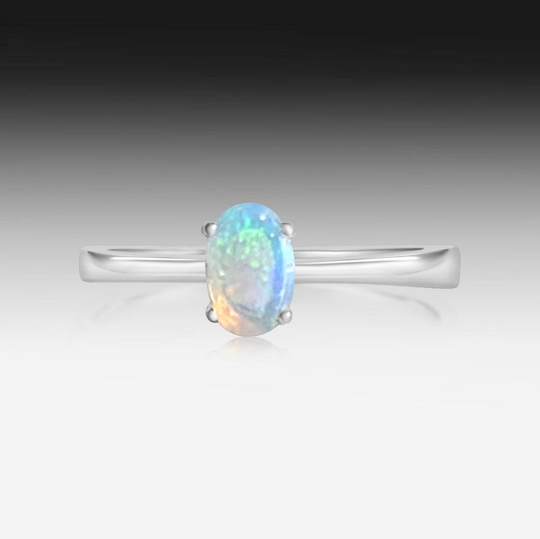 14kt White Gold Opal solitaire ring - Masterpiece Jewellery Opal & Gems Sydney Australia | Online Shop