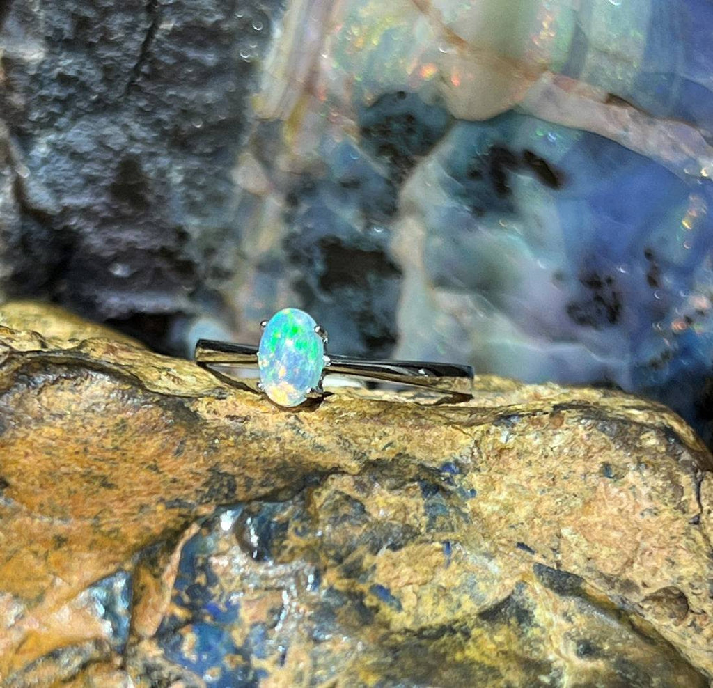 14kt White Gold Opal solitaire ring - Masterpiece Jewellery Opal & Gems Sydney Australia | Online Shop