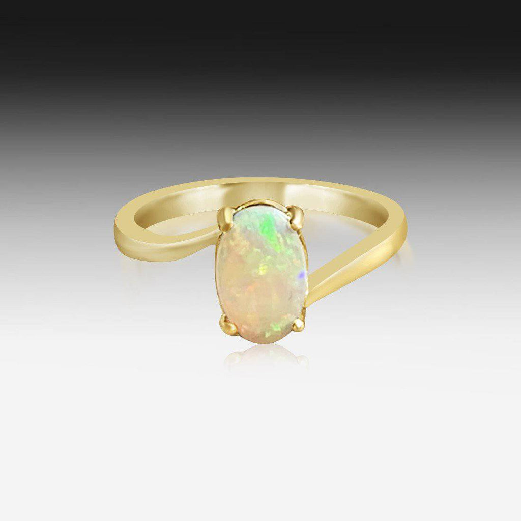 14kt White Gold solitaire Opal ring - Masterpiece Jewellery Opal & Gems Sydney Australia | Online Shop